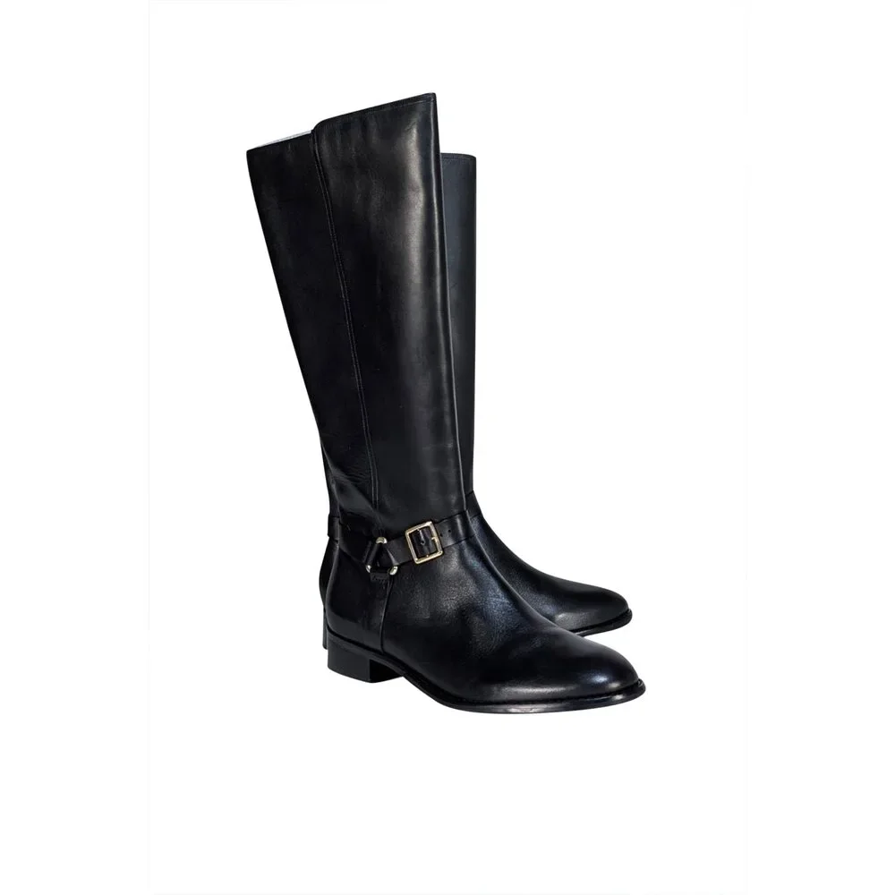 Talbots - Black Genuine Leather Tish Harness Tall Boots Sz 9.5